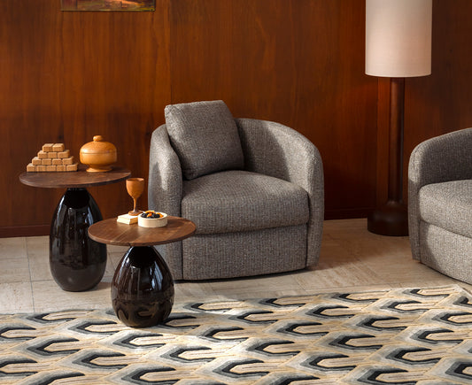 Boho Loungesessel Steingrau
