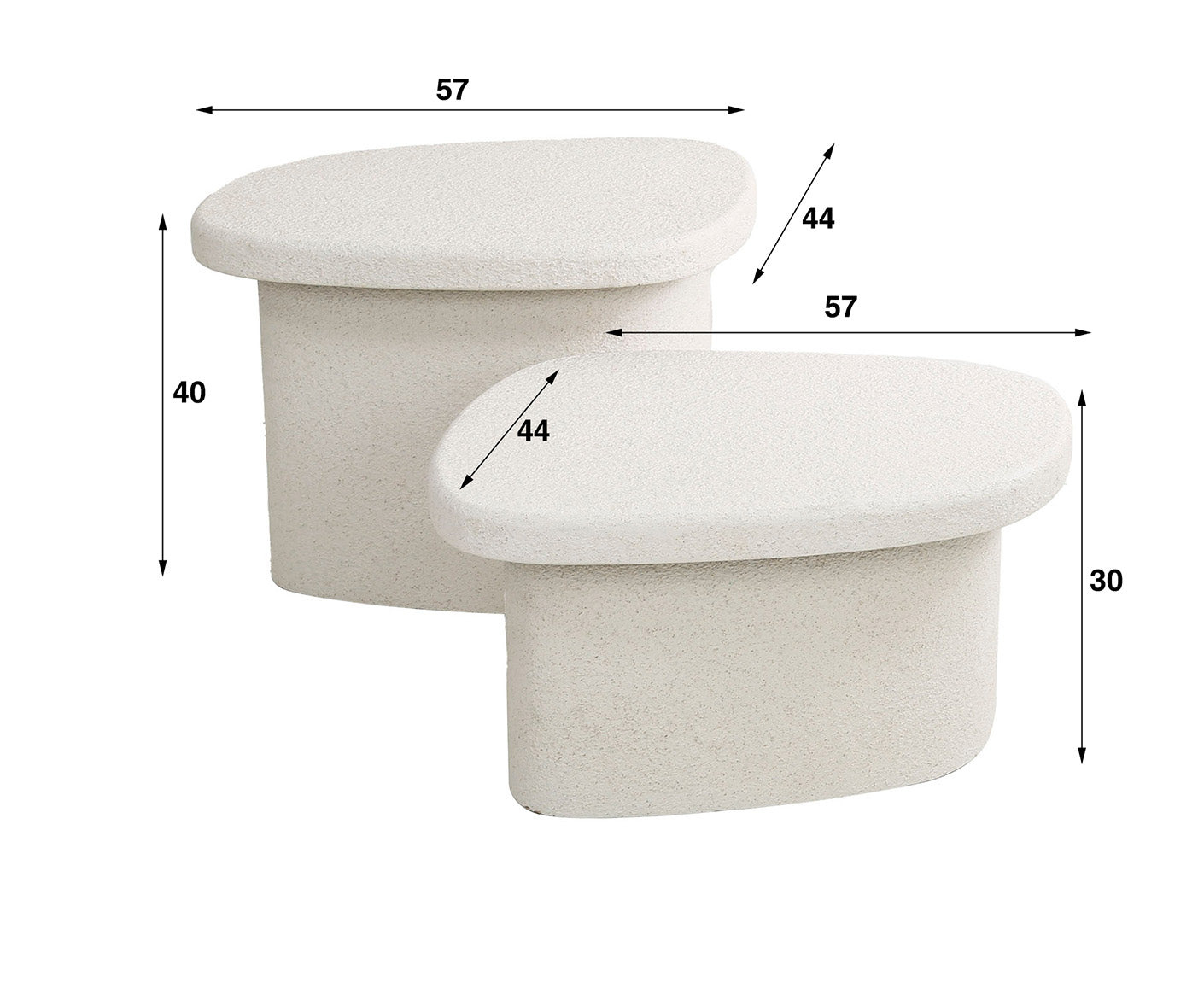 Stone Organic Couchtisch 2er Set, Creme