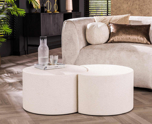 Couchtisch 2er Set Stone rund / Marmor Composite