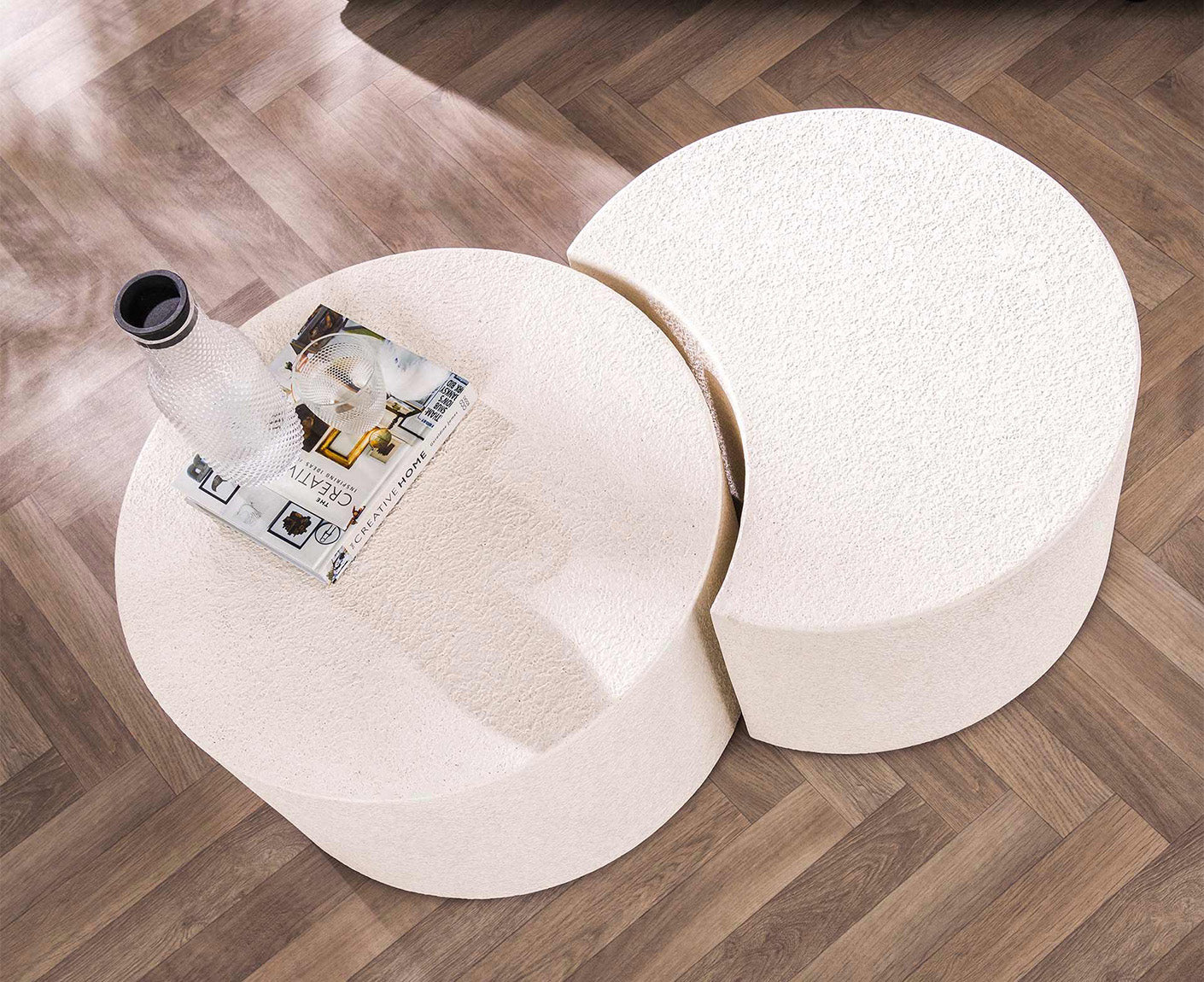Couchtisch 2er Set Stone rund / Marmor Composite