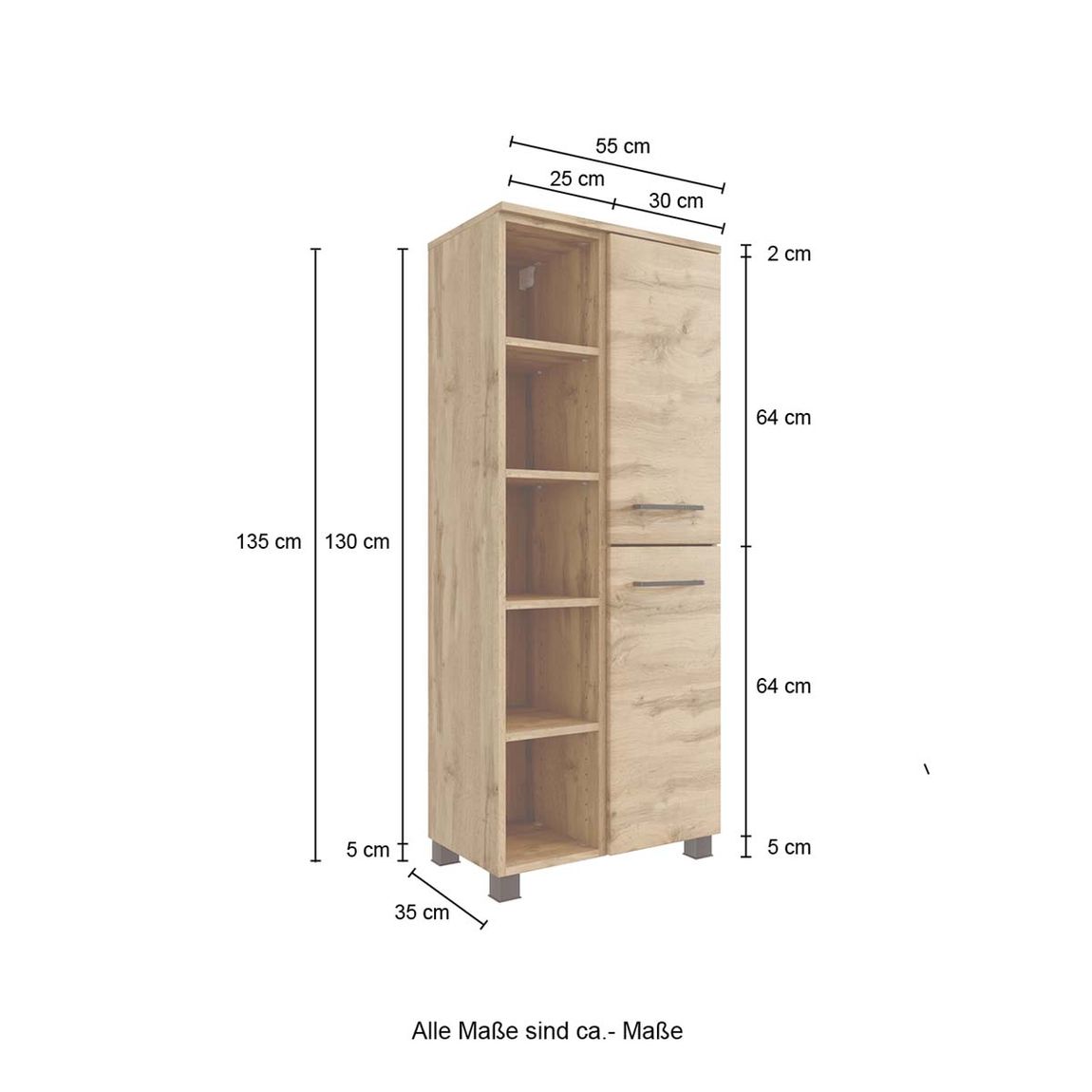 München Midischrank 55 cm Wotaneiche