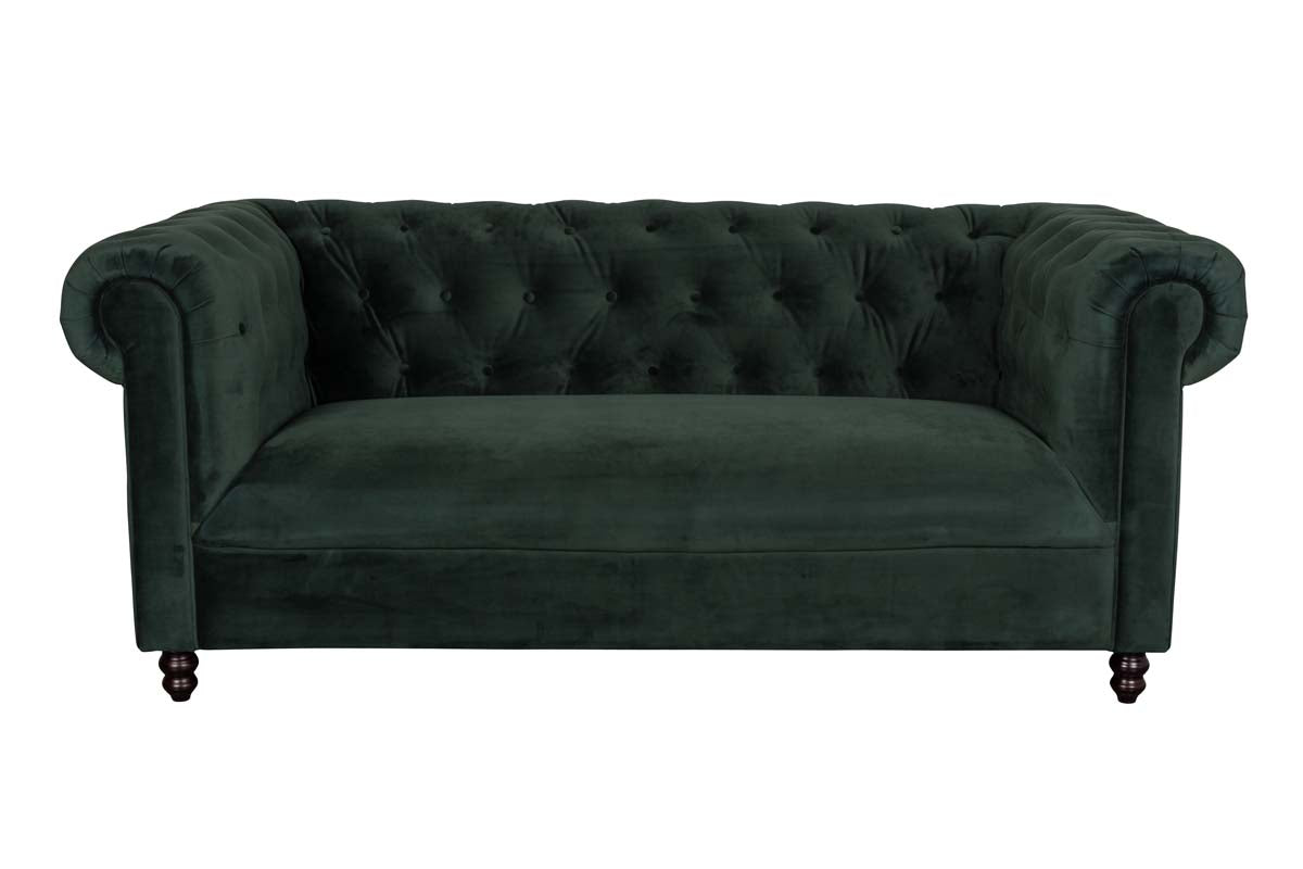 Chester Sofa mit Samtbezug Dunkelgrün - Voelpe