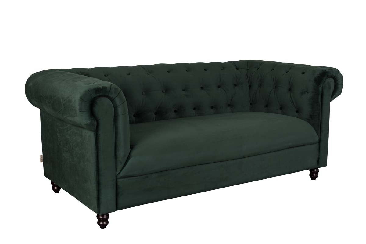 Chester Sofa mit Samtbezug Dunkelgrün - Voelpe