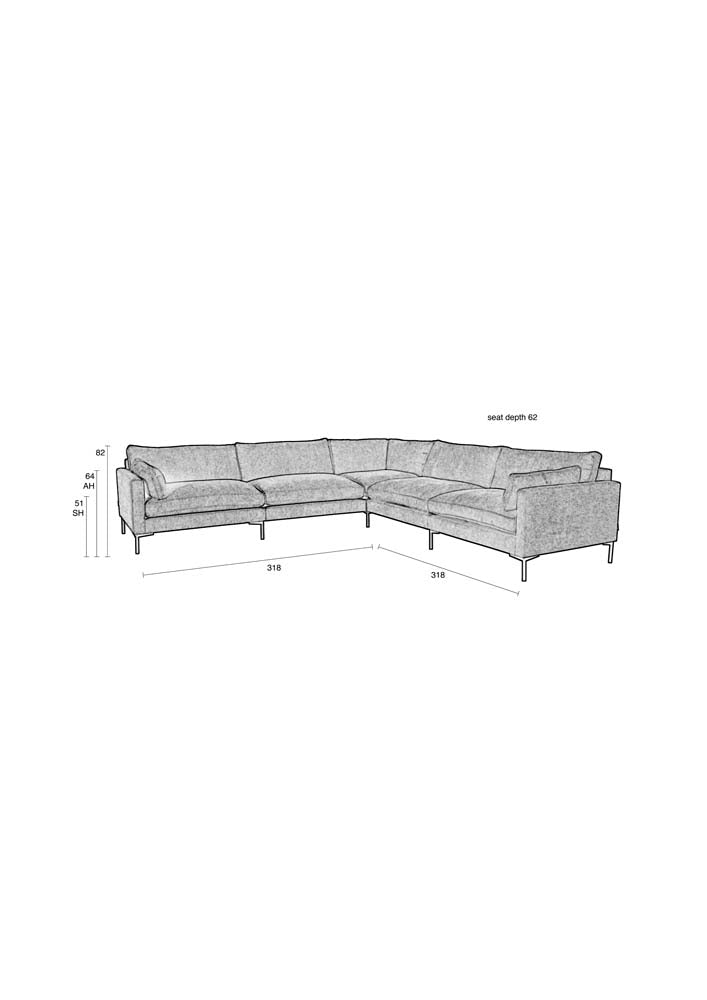 Summer Ecksofa 318x318 cm Braun/Bronze - Voelpe