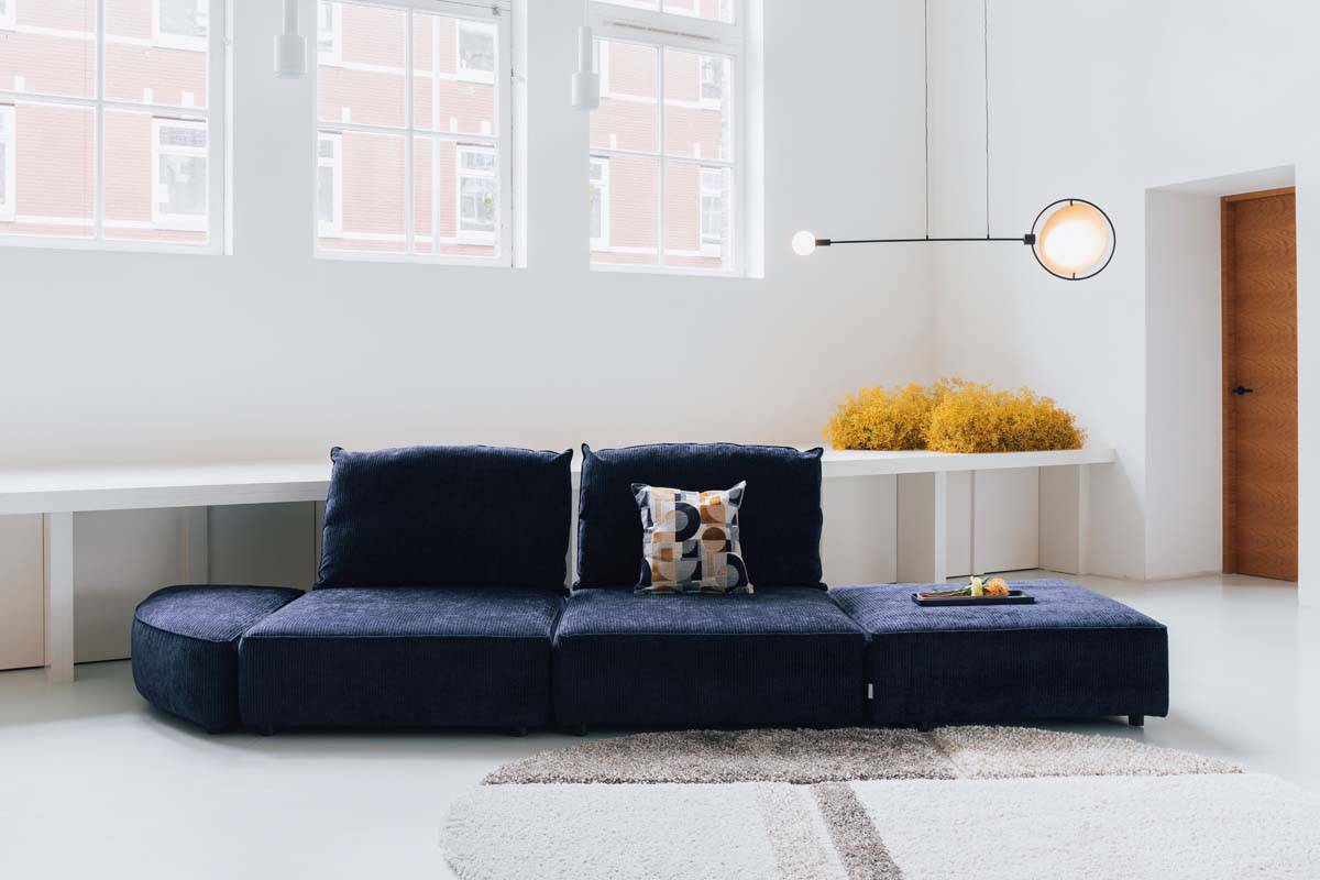 Sofa HUNTER PIE POUF Links Blau - Voelpe