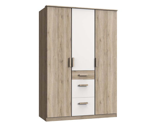 Cariba 3-türiger Kleiderschrank San Remo-Eiche / Weiß