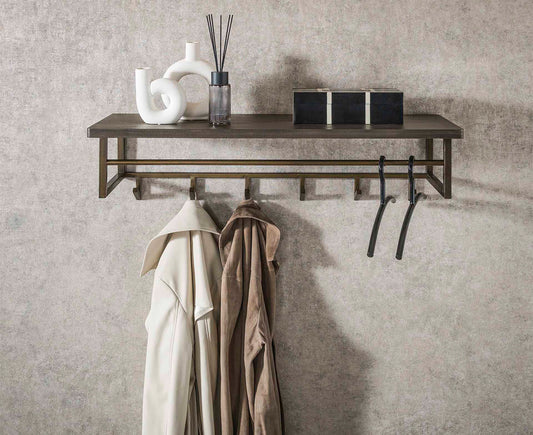 Garderobe Ferro 6 x Haken mit Hutablage Antik Bronze