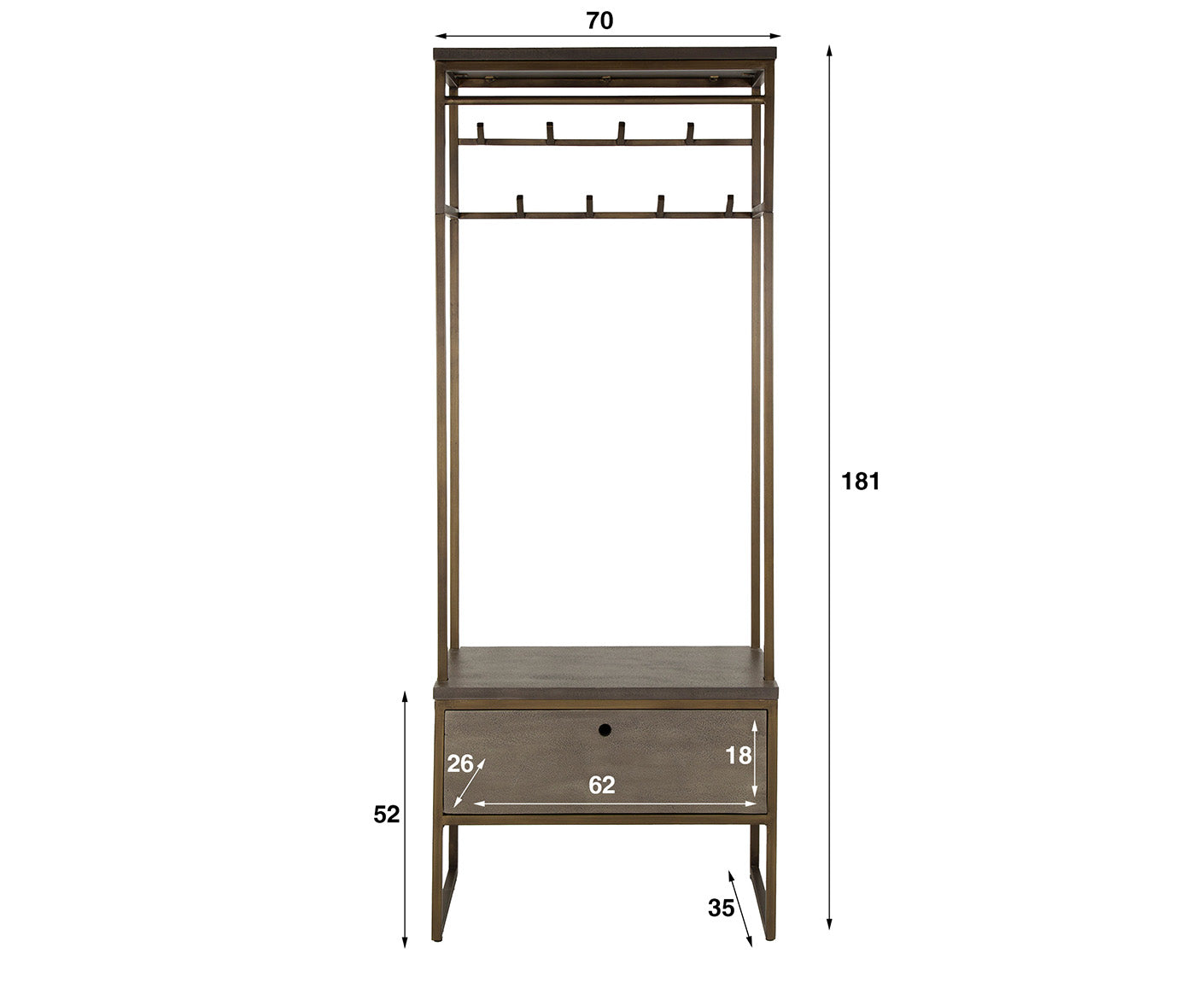 Garderobe Stab Ferro / Antik Bronze