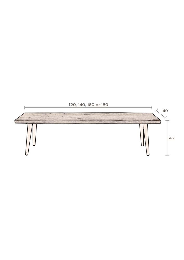 Alagon Sitzbank 160 x 40 cm (BxT) Walnussholz Braun - Voelpe