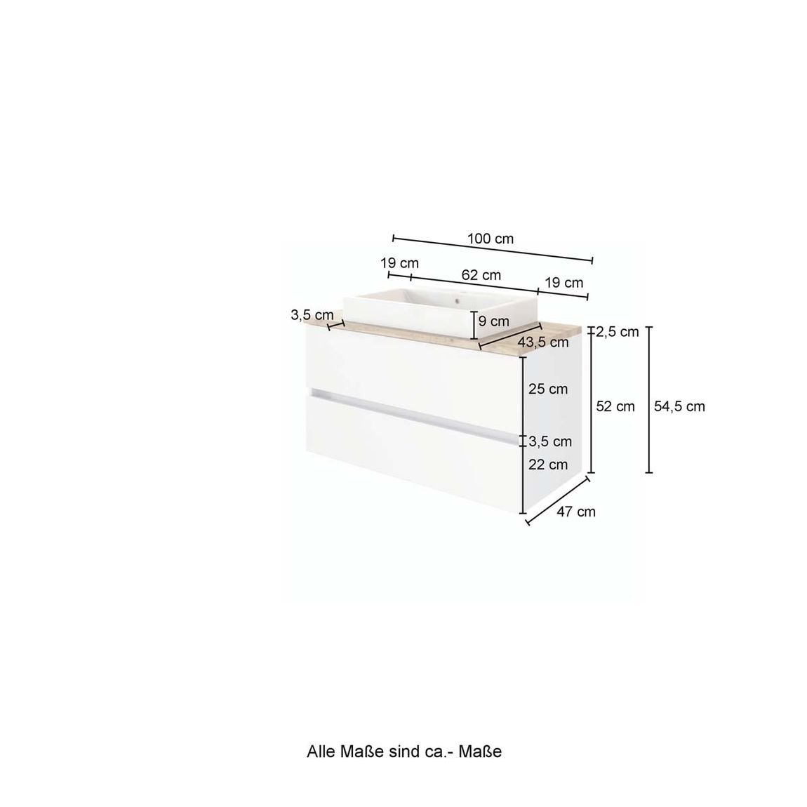 Passau 3-tlg. Badezimmer Komplettset Grau