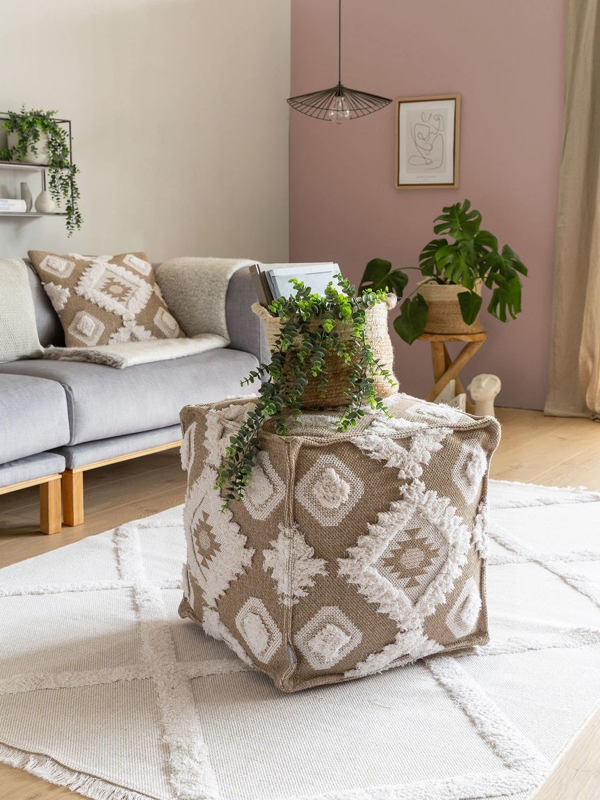 Pouf Bodo 50x50x50 cm Creame / Taupe
