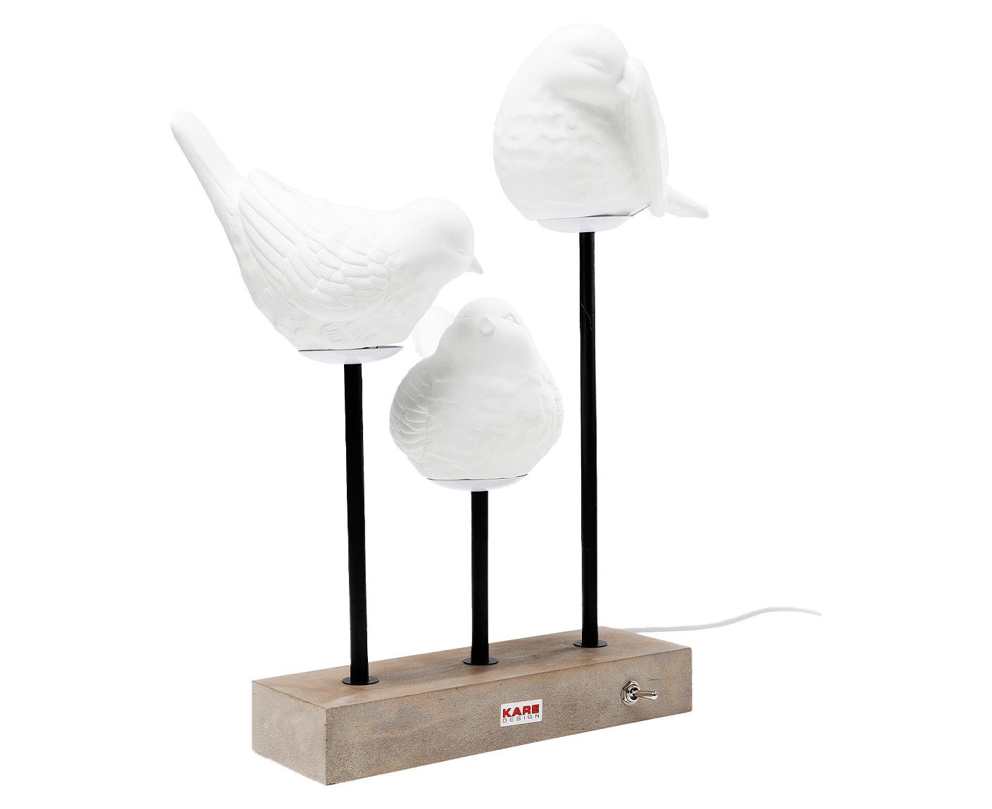 Tischlampe Designerlampe Tischleuchte Animal Birds LED 52cm, Beton/Weiß/Schwarz