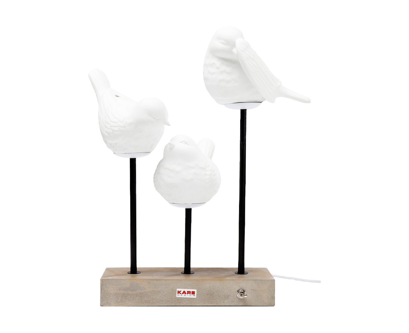 Tischlampe Designerlampe Tischleuchte Animal Birds LED 52cm, Beton/Weiß/Schwarz