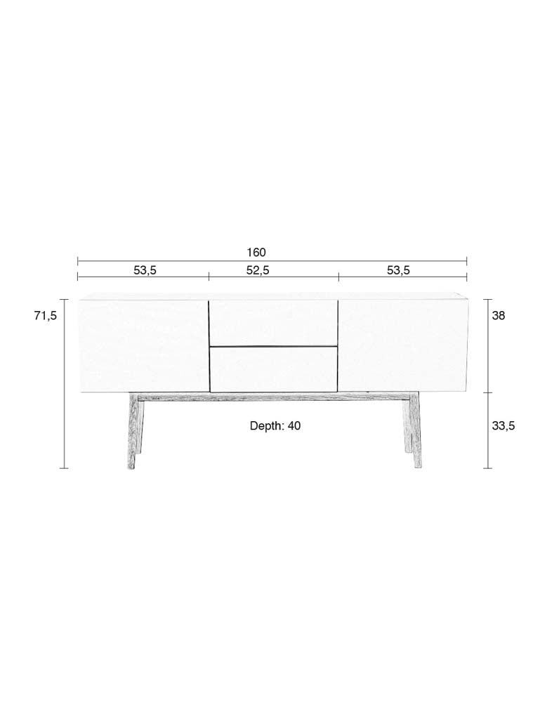 High on Wood 2DR 2D0 Sideboard Weiß - Voelpe