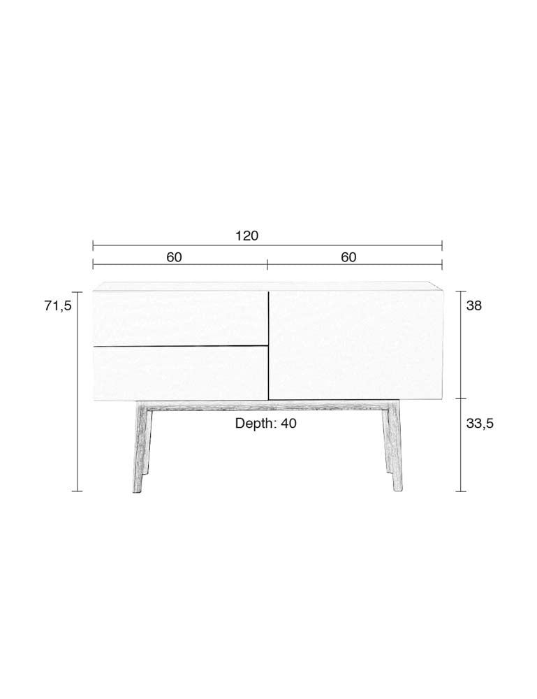 High on Wood 2DR 1D0 Sideboard Weiß - Voelpe