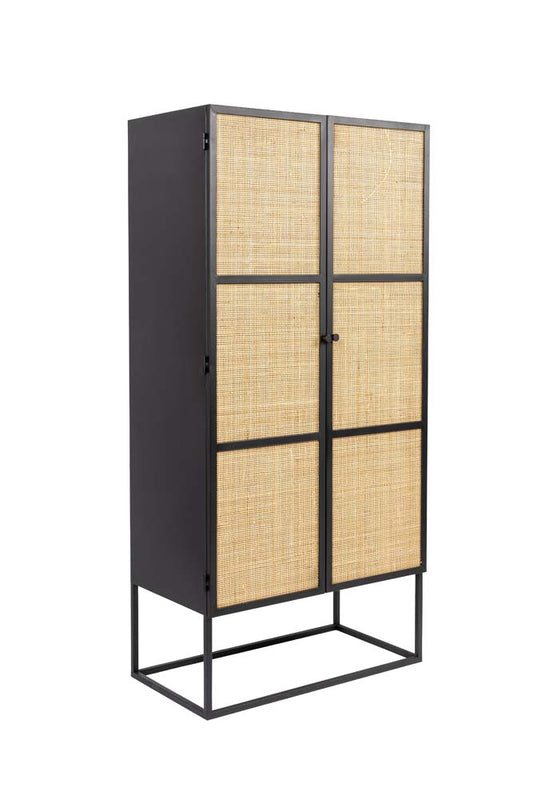 Guuji Hochschrank Kabinett 2-türig Beige / Schwarz - Voelpe