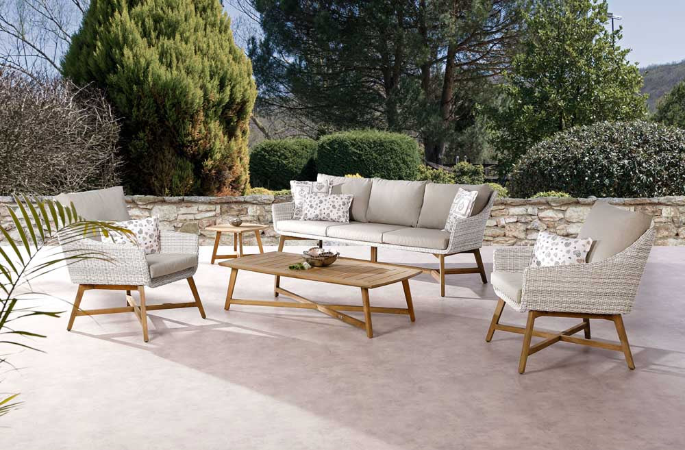 Lounge-Sessel Paterna Teakholz/Beige - Voelpe