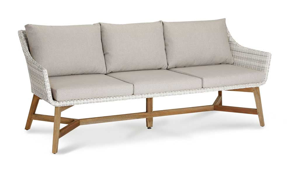 Lounge-Couch Paterna 3-Sitzer  Teakholz/Beige - Voelpe