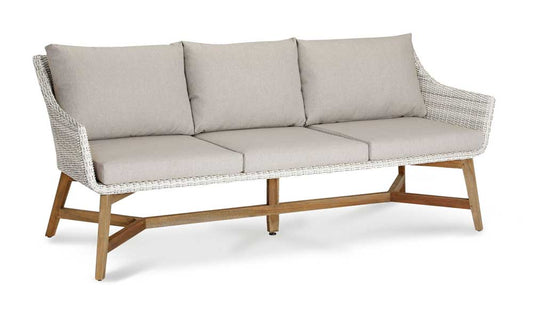 Lounge-Couch Paterna 3-Sitzer  Teakholz/Beige - Voelpe