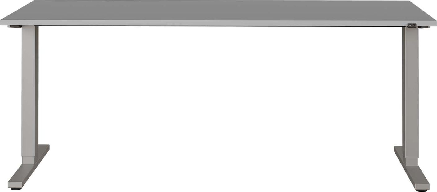 AUGUSTA Elektrisch höhenverstellbarer Schreibtisch Lichtgrau/Silber - Voelpe