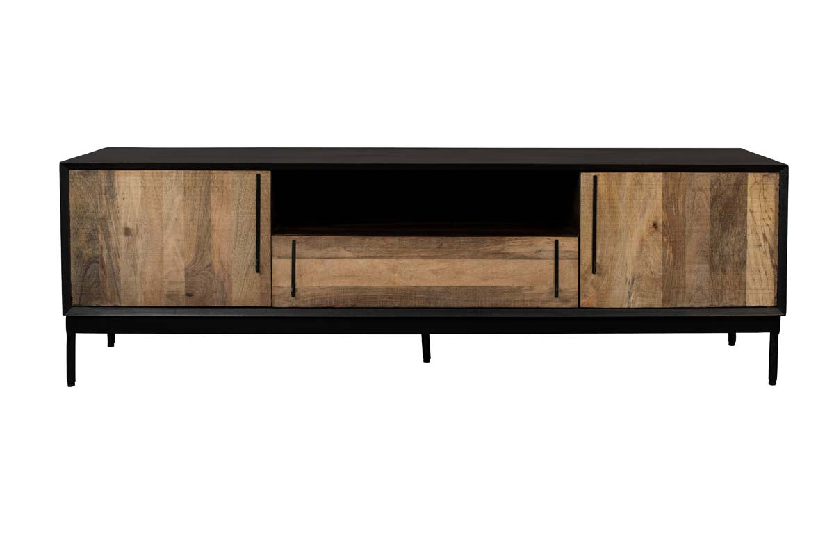 Nairobi Sideboard  Akazienholz massiv Hellbraun / Schwarz - Voelpe