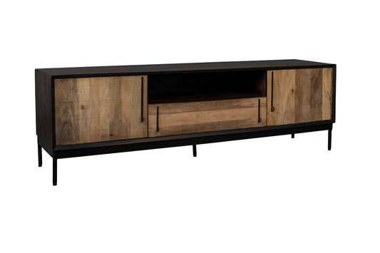 Nairobi Sideboard  Akazienholz massiv Hellbraun / Schwarz - Voelpe