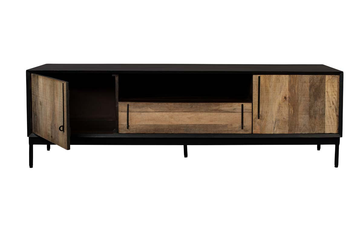 Nairobi Sideboard  Akazienholz massiv Hellbraun / Schwarz - Voelpe