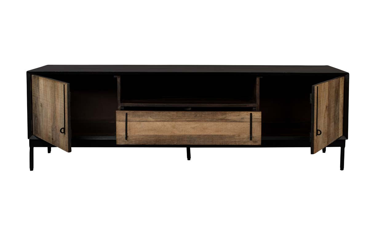 Nairobi Sideboard  Akazienholz massiv Hellbraun / Schwarz - Voelpe