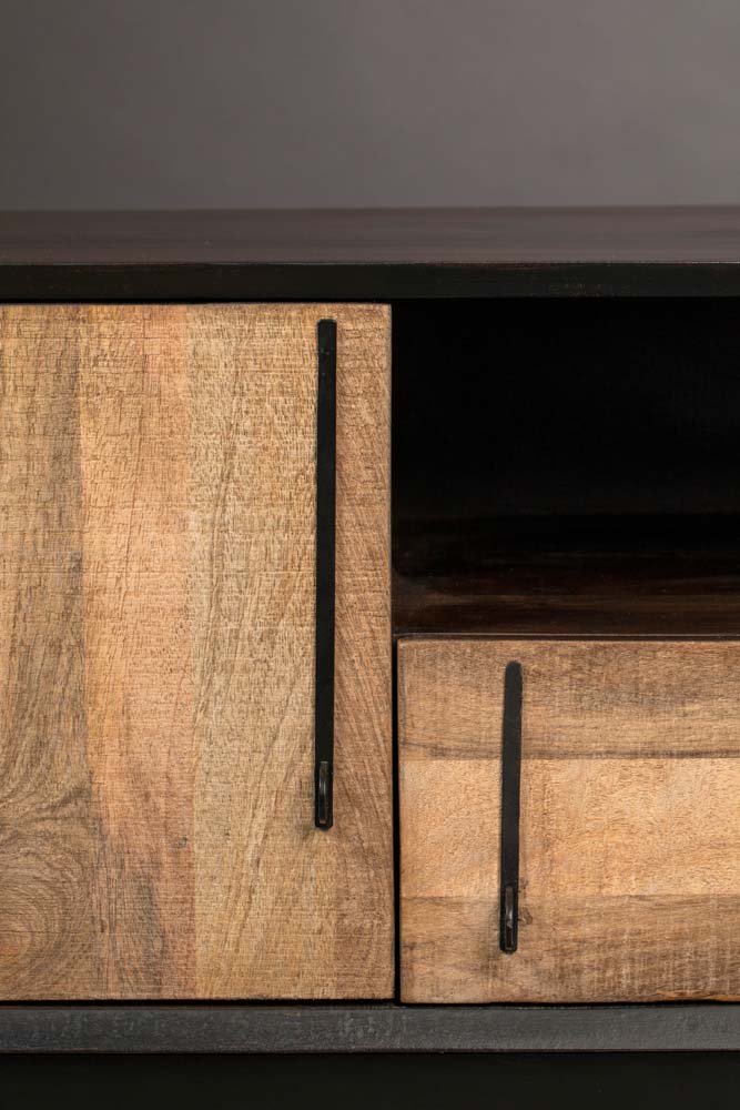 Nairobi Sideboard  Akazienholz massiv Hellbraun / Schwarz - Voelpe