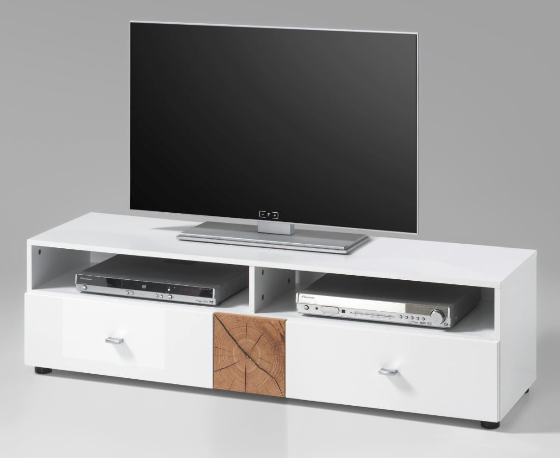 FOREST Lowboard TV Möbel Fernsehmöbel  Weiß Hochglanz