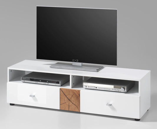 FOREST Lowboard TV Möbel Fernsehmöbel  Weiß Hochglanz