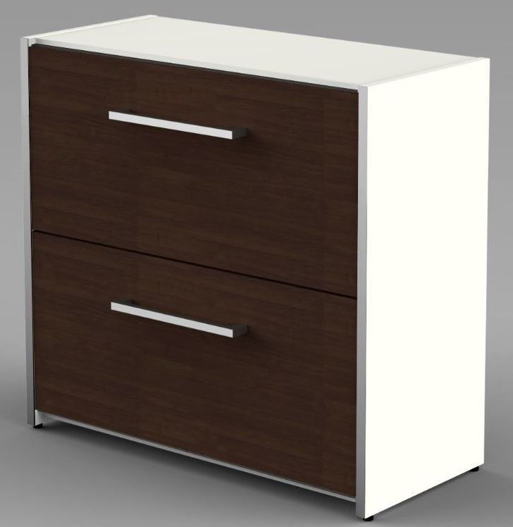 12523 VARI Aktenschrank 2 OH Aktenregal Hängeregistratur Regal Weiß/Wenge