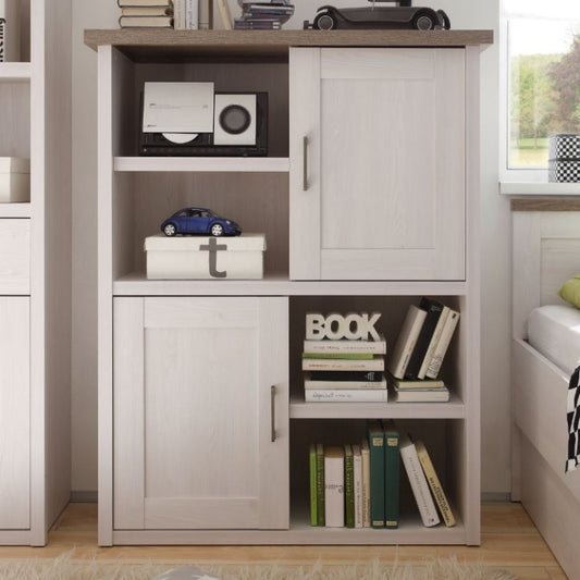 Luca Highboard Kinderschrank Jugendzimmer Sideboard Schrank Pinie Weiß