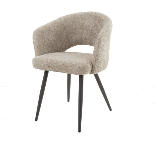 Esszimmer Armlehnenstuhl Boucle Sand / Schwarz