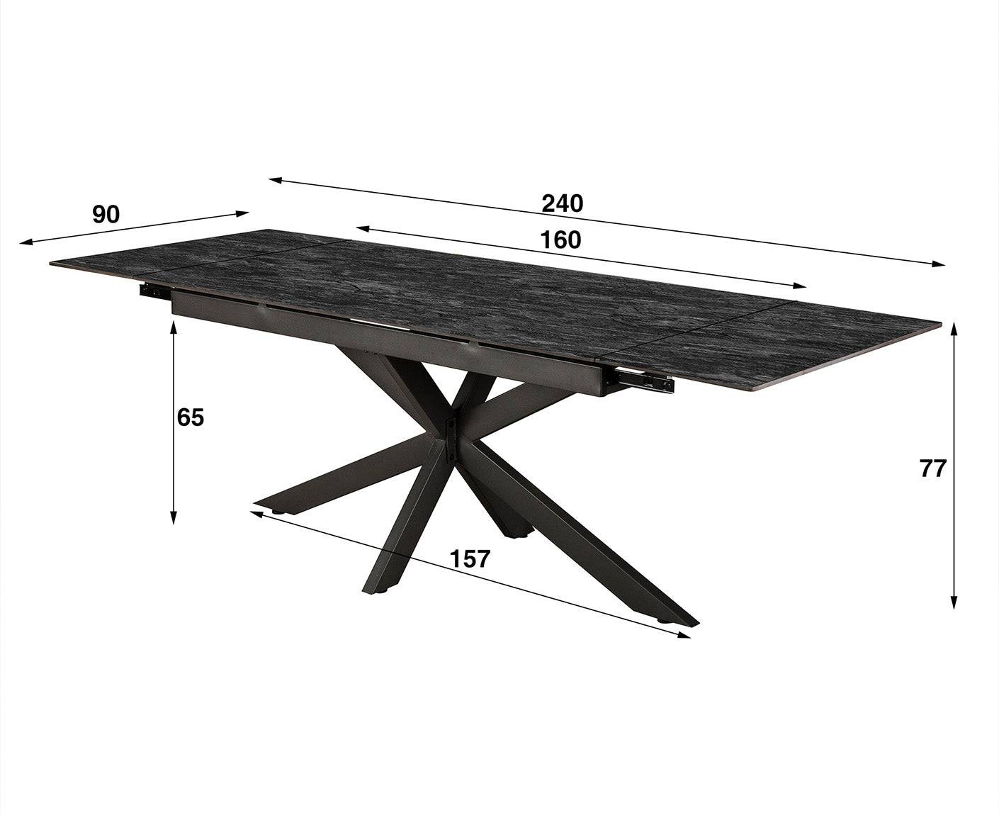 Esstisch Ausziehbar 160-240 x 90 cm Keramik Schwarz - Voelpe