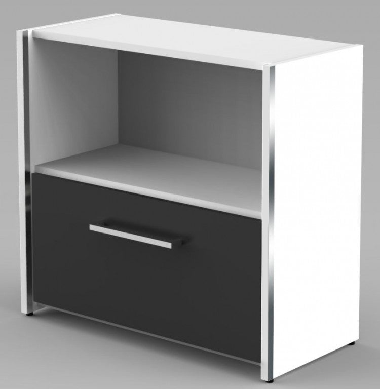 AVETO Aktenschrank 2OH Sideboard Aktenregal Hängeregistratur Regal Büroregal Weiß/Anthrazit