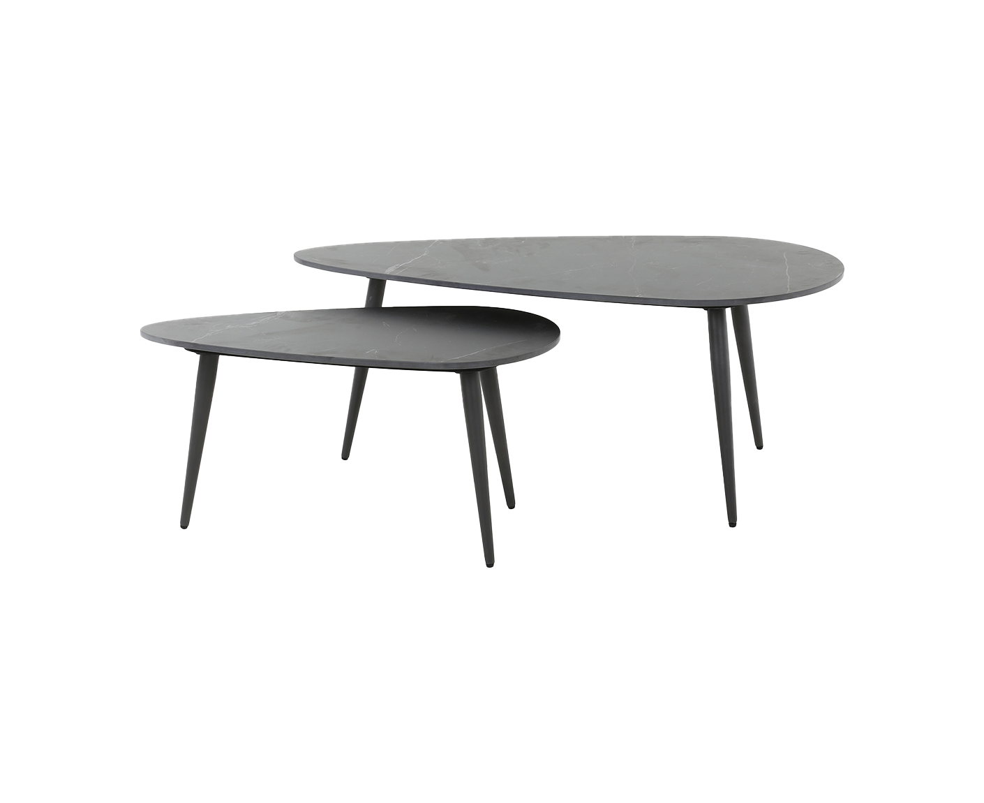 Couchtisch 2er Set Nierenform Keramik Natural Black