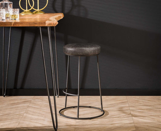 Barhocker 4er Set, Kunstleder Grau