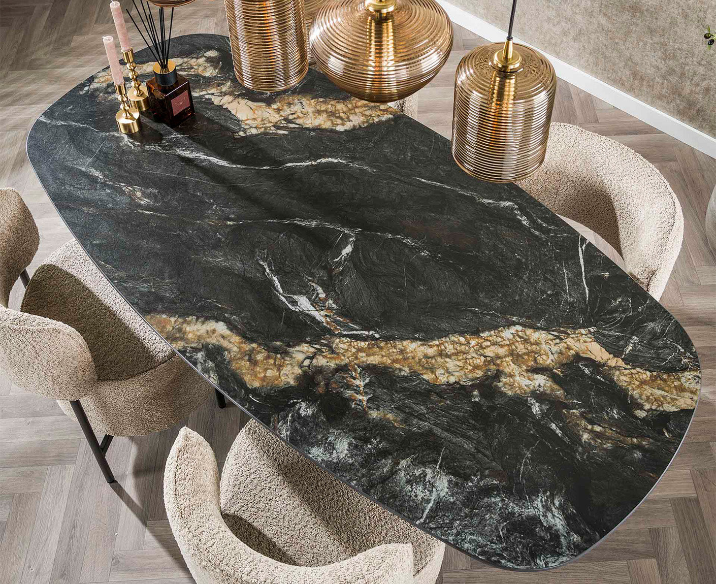 Spider Esstisch oval 180 cm Ceramic Fossil Black
