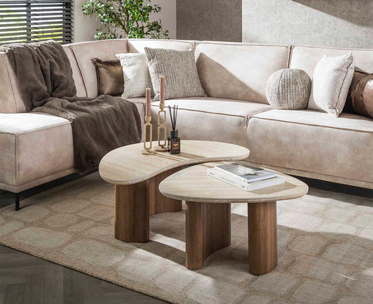 Couchtisch 2er Set Organic Keramik Travertine