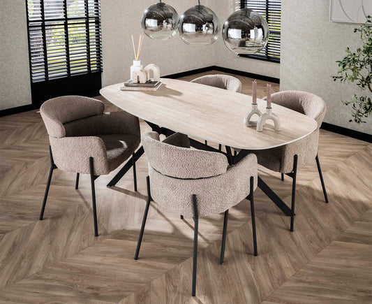 Esstisch 180 cm Keramik Travertine