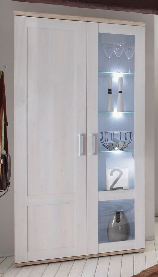 ROMANCE Vitrine Standvitrine Glasvitrine Wohnzimmer Wohnzimmerschrank Weiß