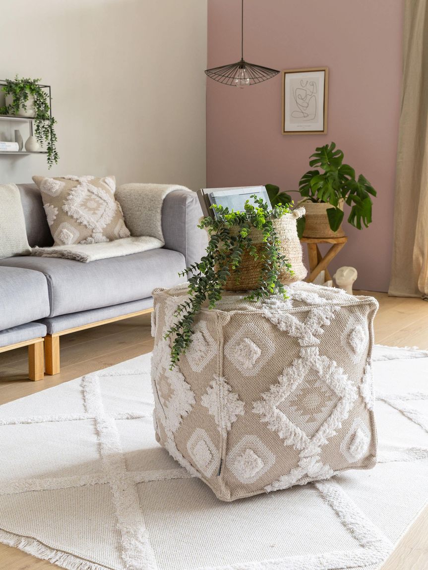 Pouf Bodo 50x50x50 cm Creame / Beige