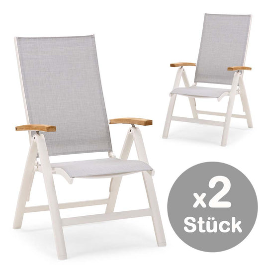 2x Gartenstuhl klappbar Cavalese Weiß/Teak
