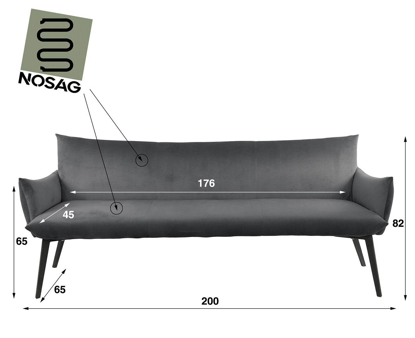 Lobby Esszimmer Sitzbank 180 cm Samt, Farbe wählbar