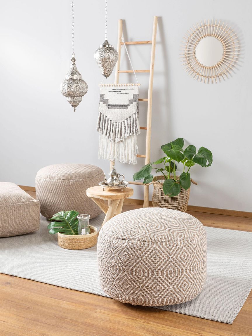Pouf Laos 55x55x35 cm Taupe