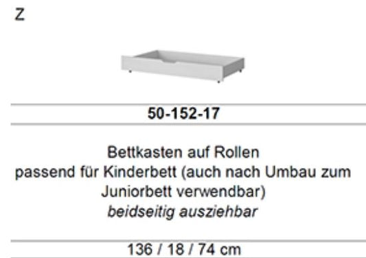 Cinderella Premium Bettkasten auf Rollen Weiß lackiert