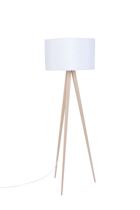 Tripod Holzflurlampe Weiß
