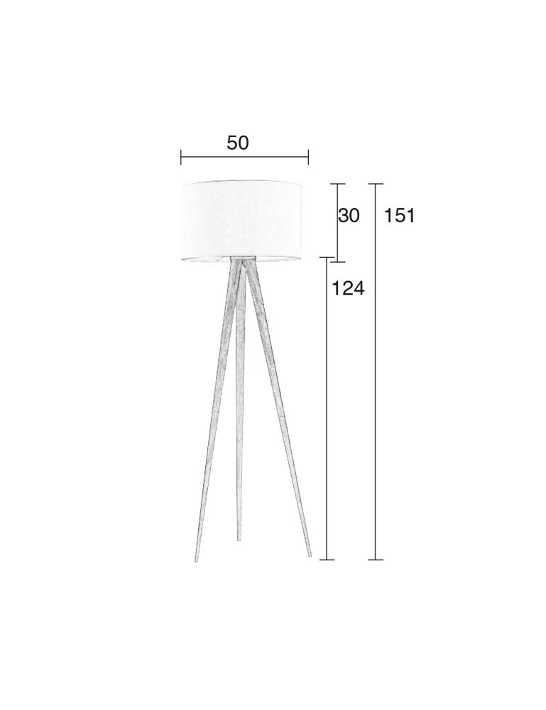 Tripod Holzflurlampe Weiß - Voelpe