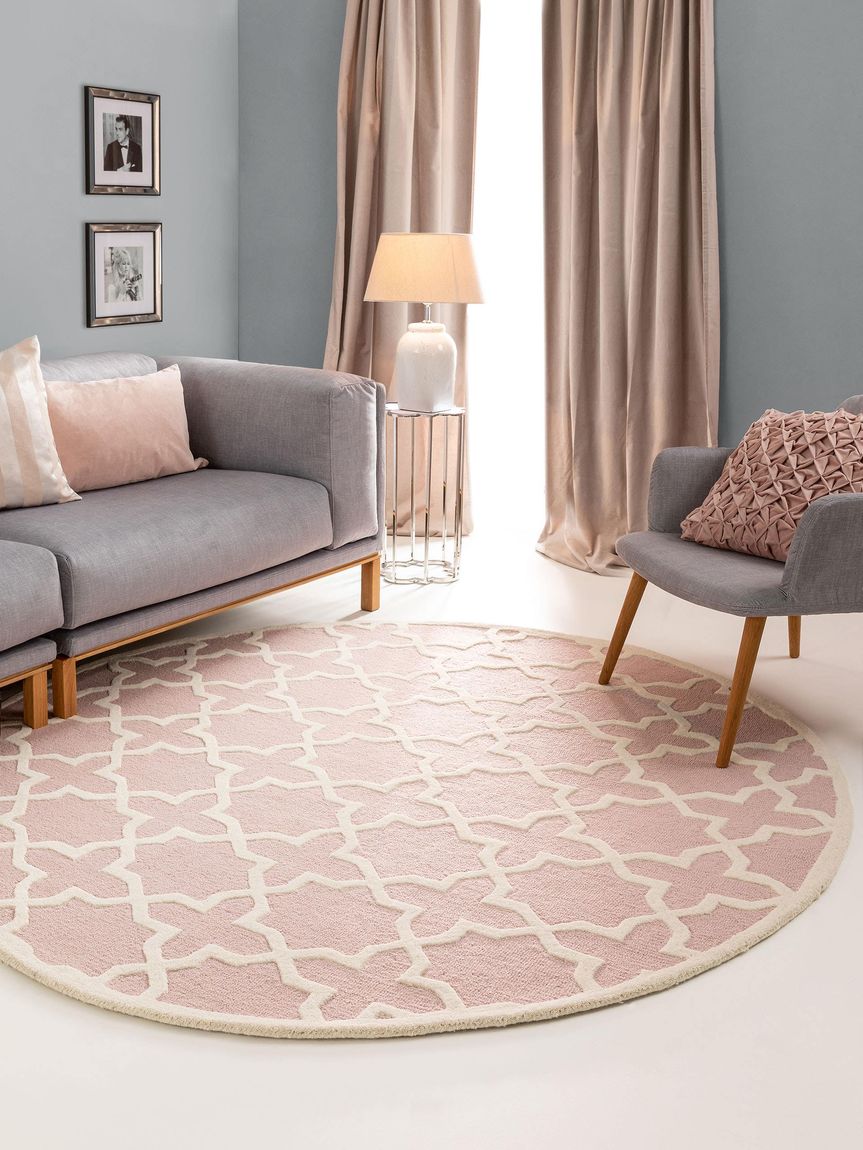 Wollteppich rund Windsor Rosa